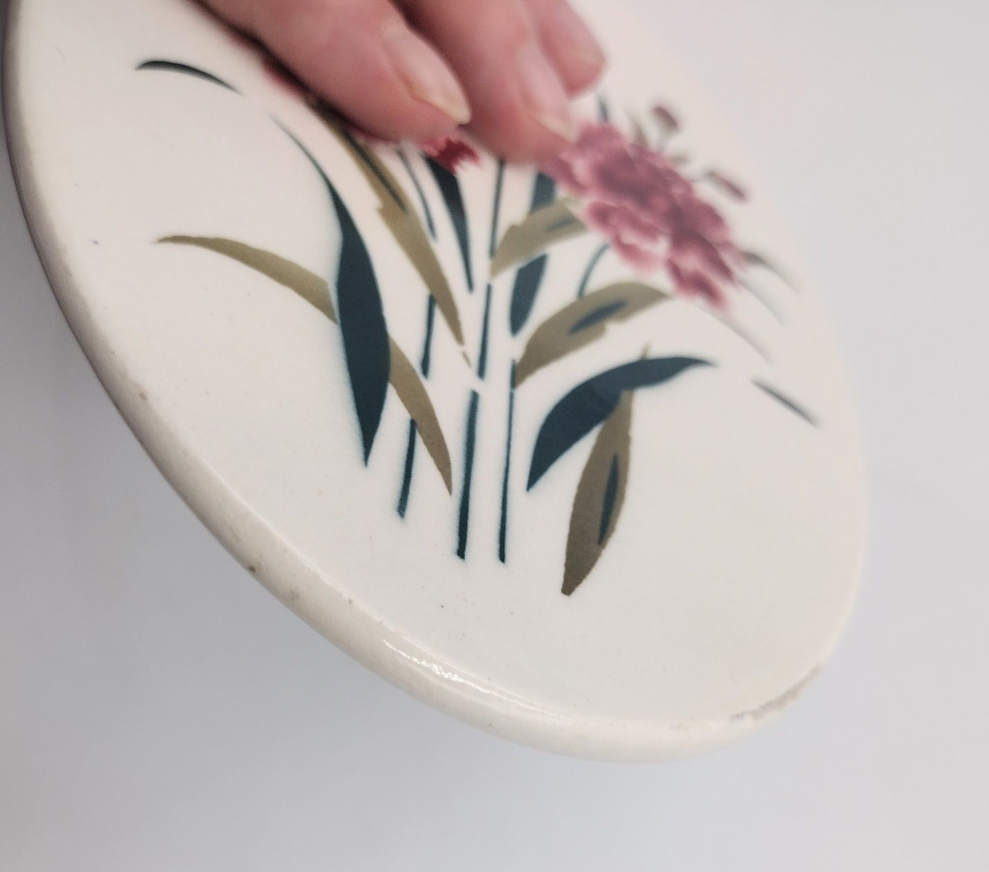 Ceramiczna plakieta kafel przedwojenna art deco kwiaty antyk retro