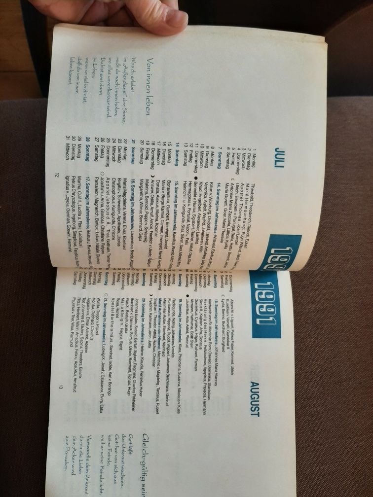 Kalendarz 1991 r. Don Bosco Kalender religia