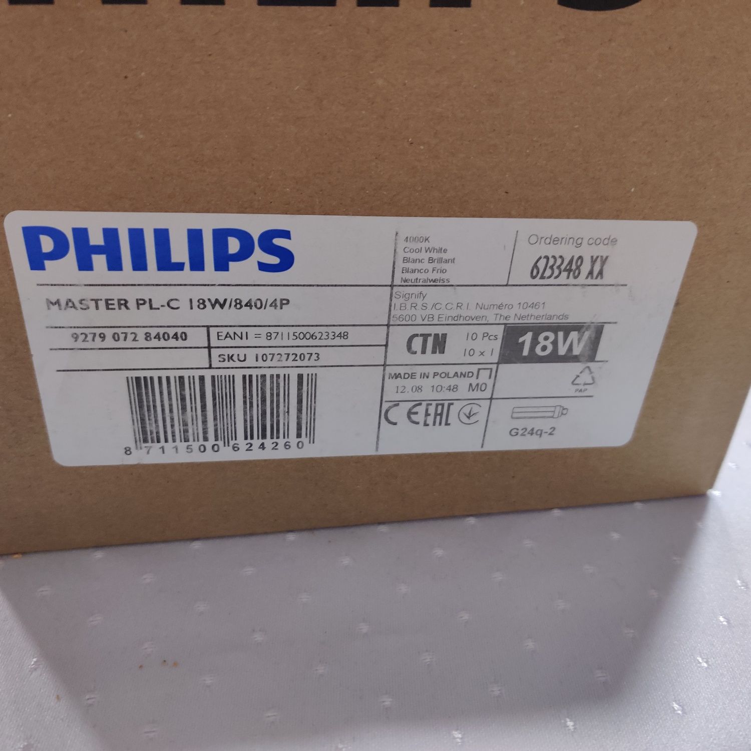 Świetlówka kompaktowa PHILIPS MASTER PL-C 18W/840/4P - 7szt.