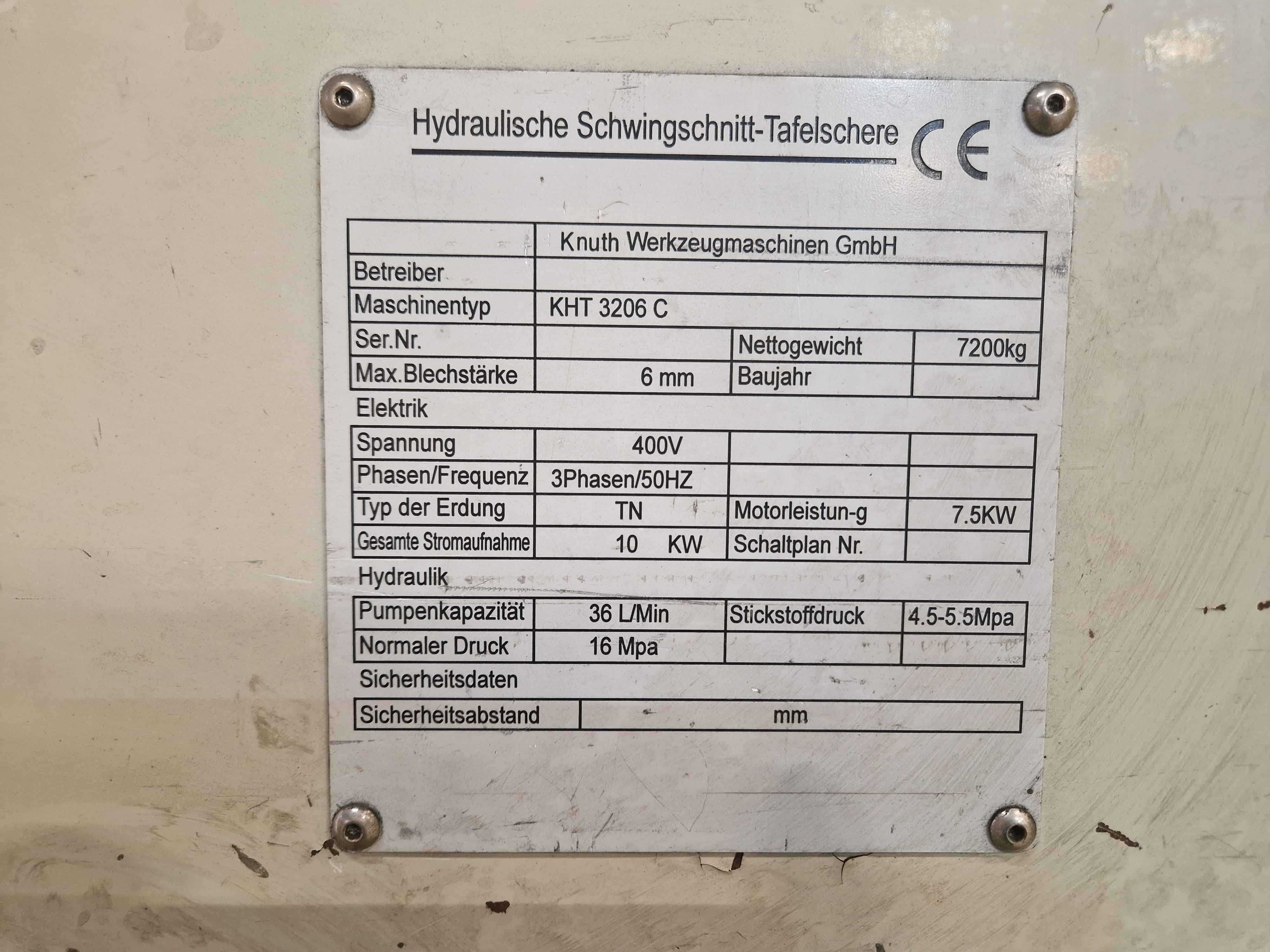 Nożyce gilotynowe - hydrauliczne - KNUTH KHT 3206 C