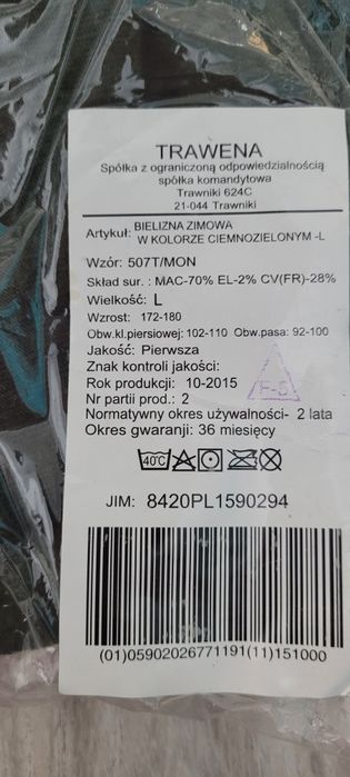 Bielizna zimowa wzór 507