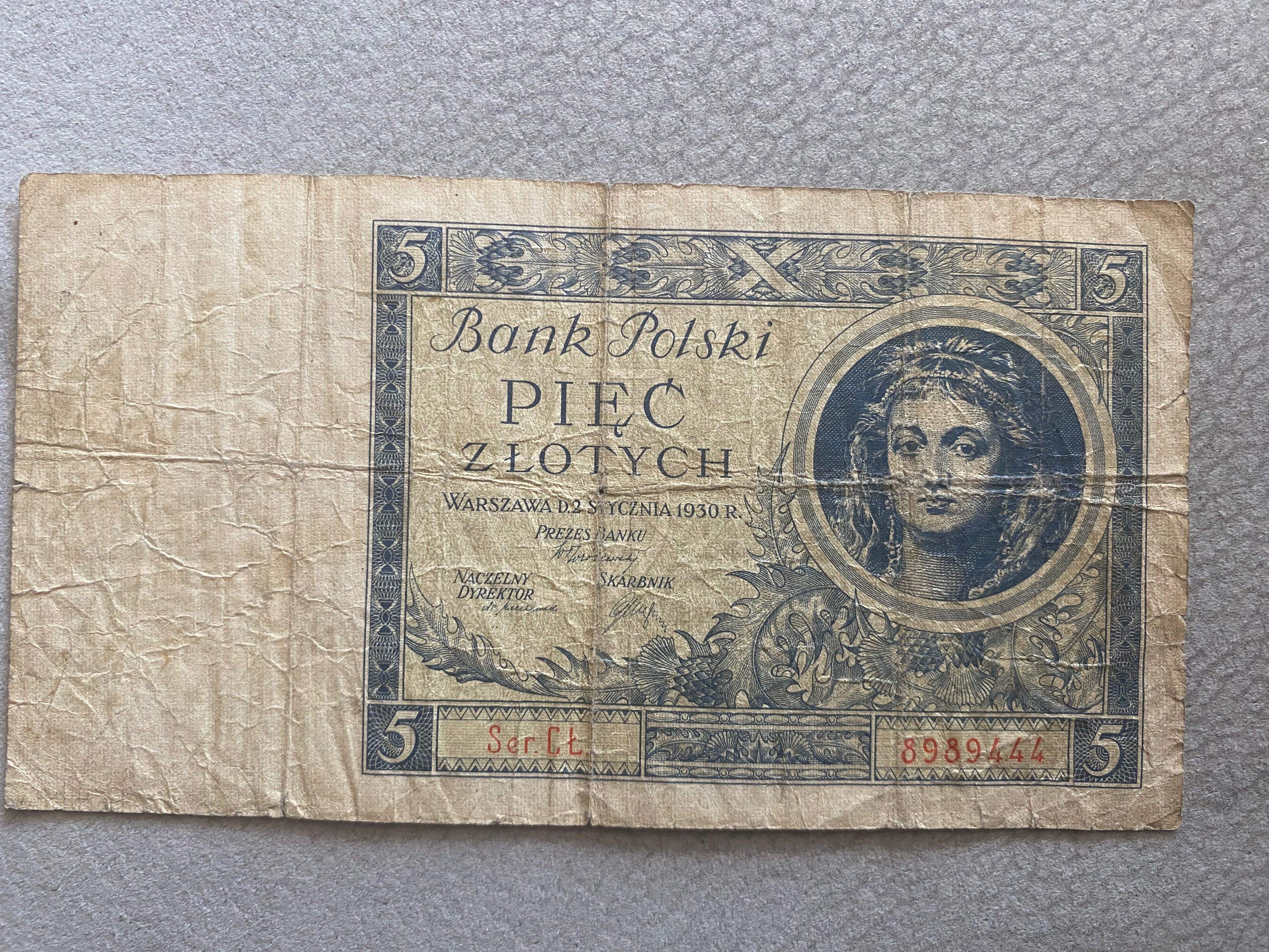 Banknot 5zł z 1930 roku