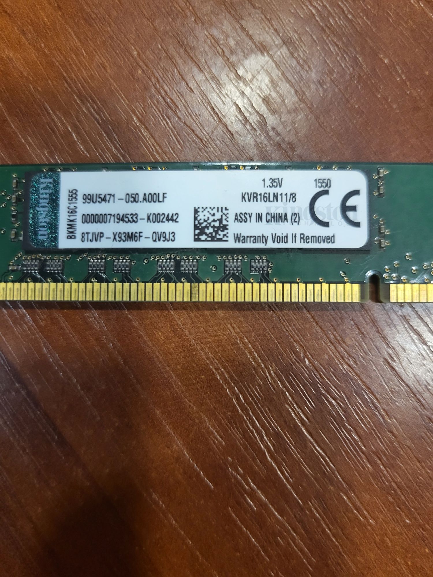 БУ Оперативная память 8 ГБ, DDR3, для ПК, Kingston