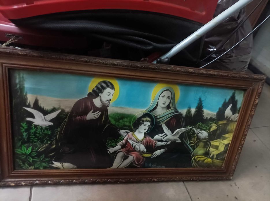 Giovanni stary obraz religijny święta rodzina w oryginalnej ramie