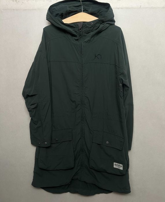 Kari Traa _ Lekki płaszcz z kapturem M _ butelkowa zieleń