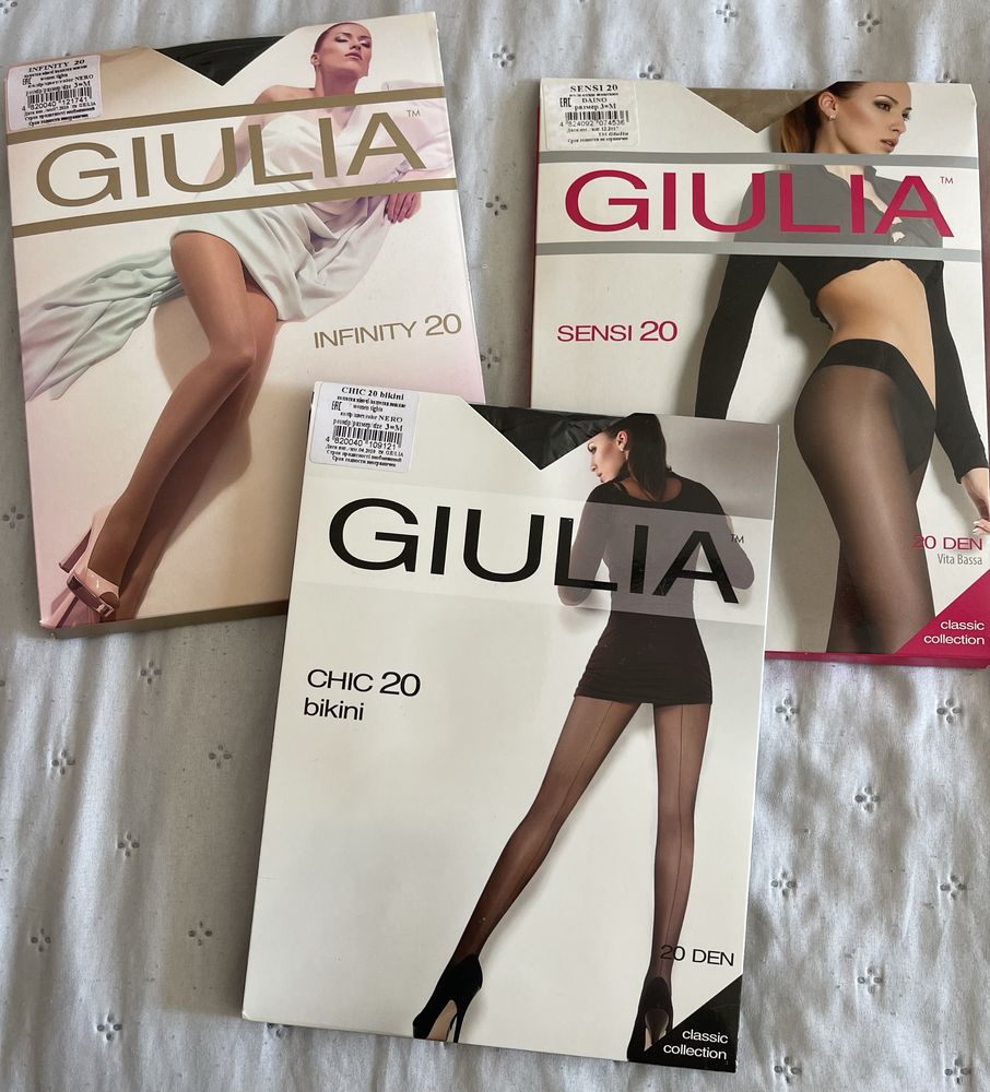 Колготи нові капронові Giulia, 20 ден, розмір 3 (М), комплект з 3 шт