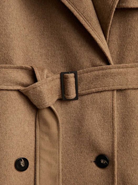 Massimo Dutti trenc trench wełna camel nowy M 38