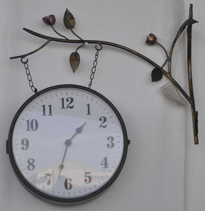 Zegar Dworcowy Dwustronny Czytelny Ścienny z Wieszakiem Duża Tarcza