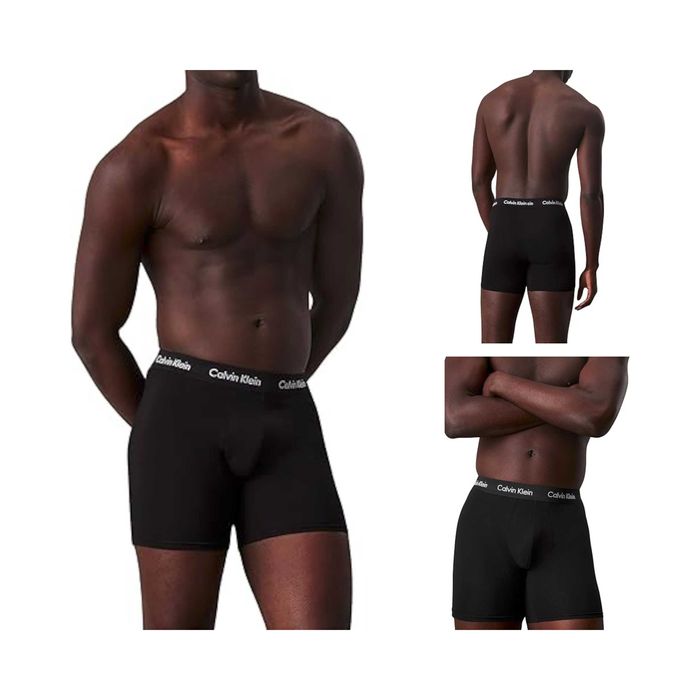 Męskie Bokserki 3-Pak CALVIN KLEIN Elastyczne Briefs Bawełna Czarny M