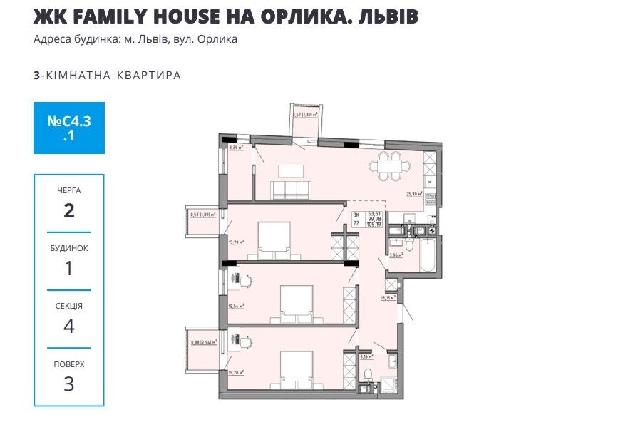 Без комісії! 3кім квартира, 105м2, ЖК Family House, Орлика-Топольна