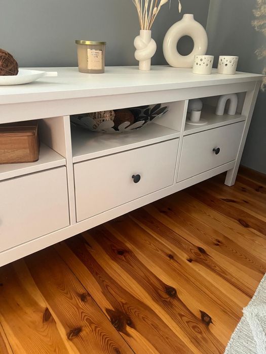 Szafka pod TV, komoda, Hemnes - biała bejca