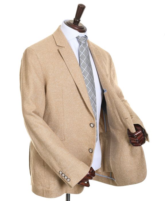ATELIER TORINO lekka beżowa marynarka męska w melanżu casual blezer 56