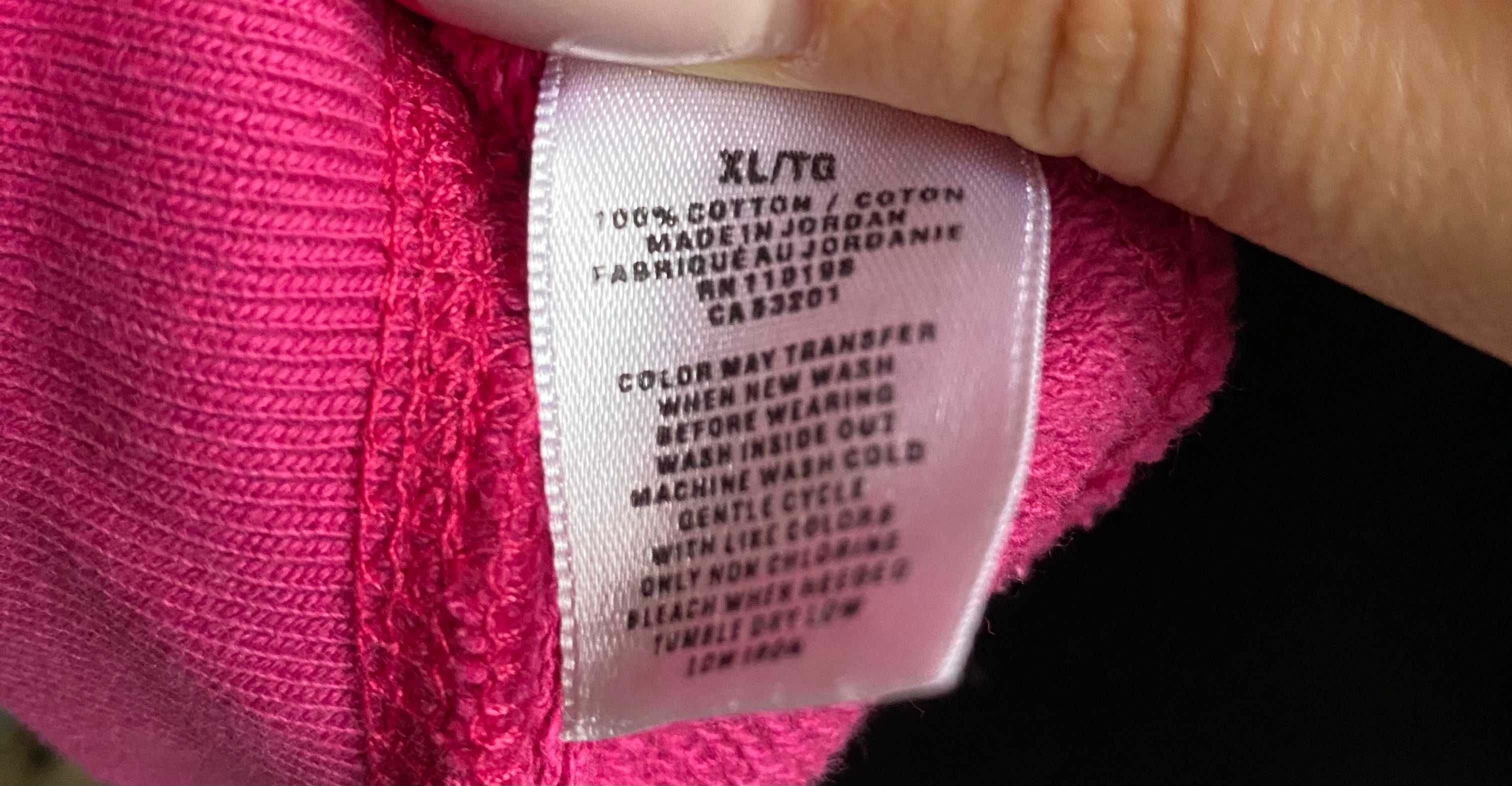 Bluza damska, na suwak, z kapturem,  krótki rękaw, różowa 100% bawełna