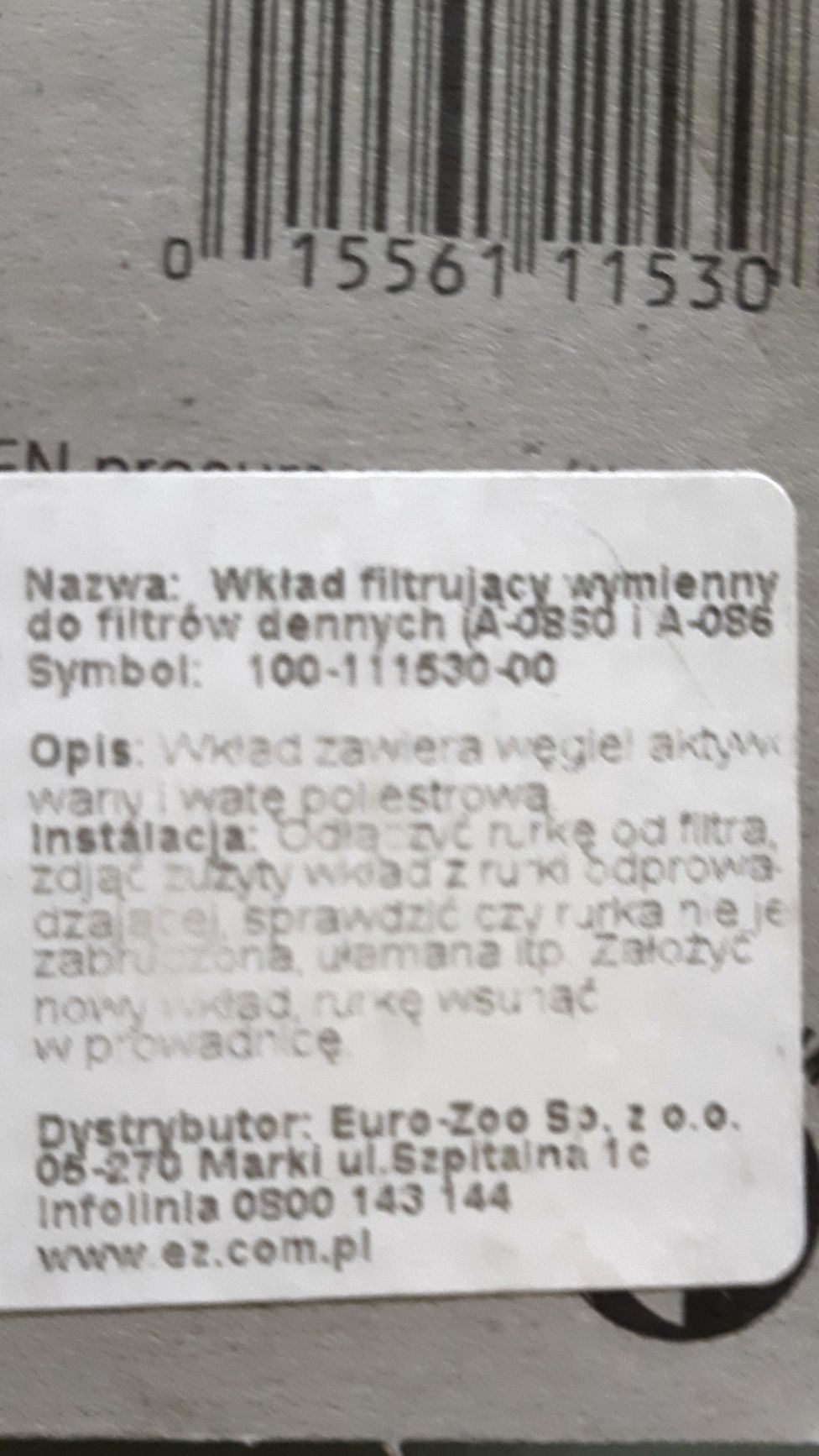 Wkłady do filtrów dennych do akwarium.