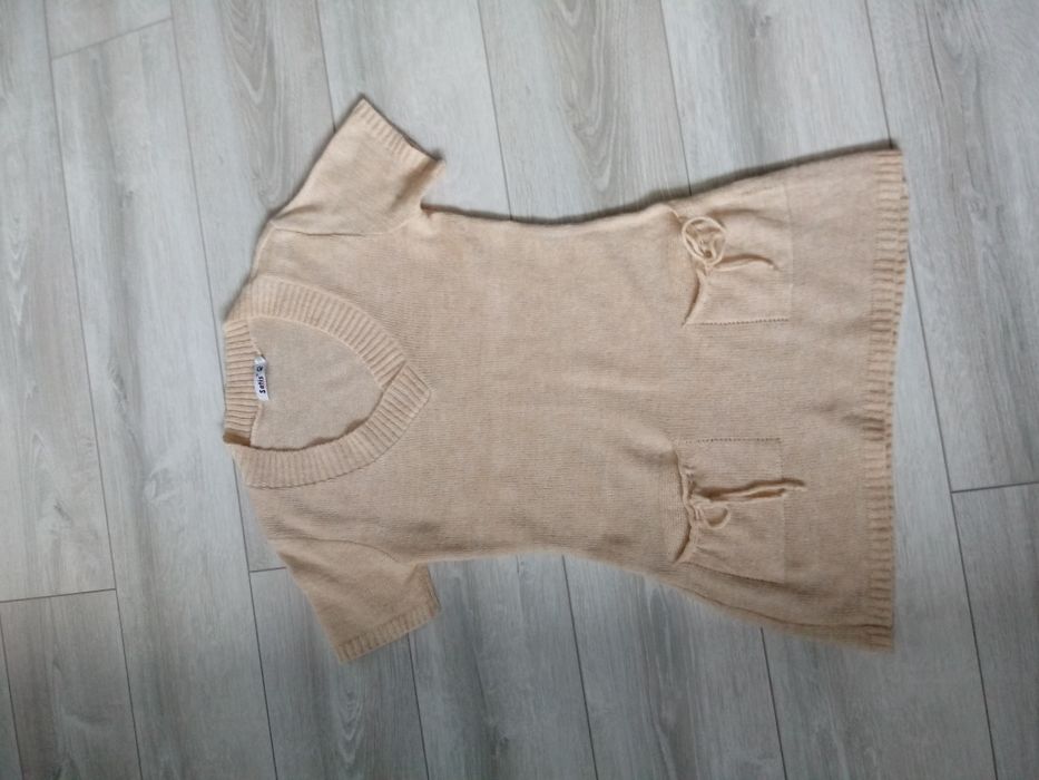 Sweterek kamizelka M beż 38 sweter krótki rękaw