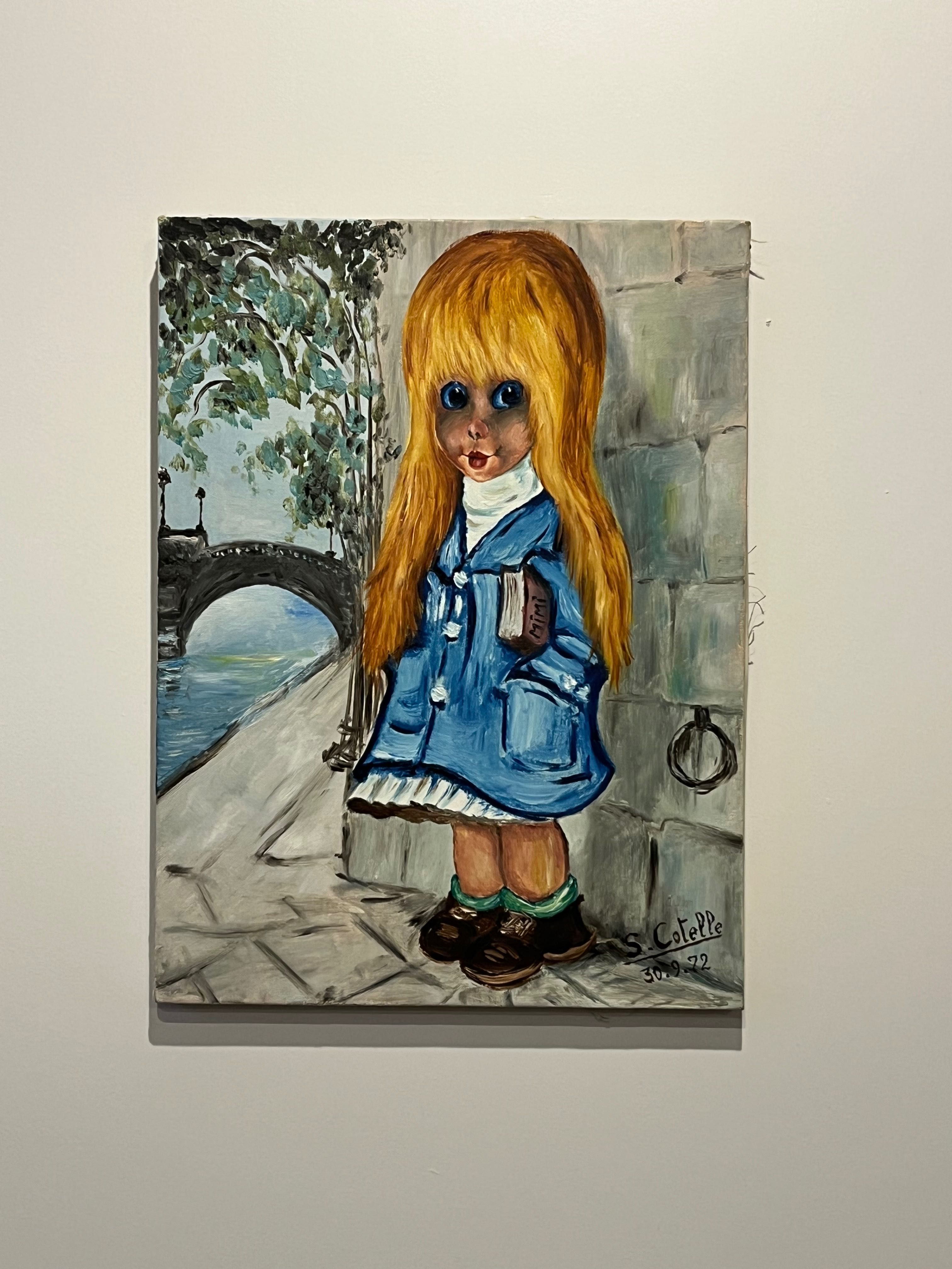 Olej na płótnie Michael Thomas Big eyes. Ostemplowany. Kopia 1972