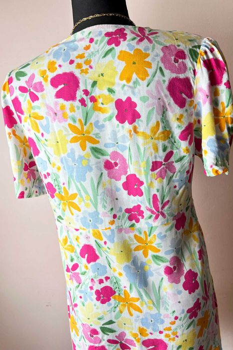 TU kolorowa letnia sukienka w kwiaty 100% wiskoza r. XXL 44 plus size