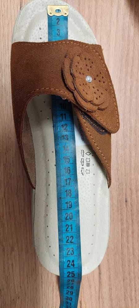 Nowe pantofle damskie /klapki /wkładka ortopedyczna/skóra /R39/3282-39