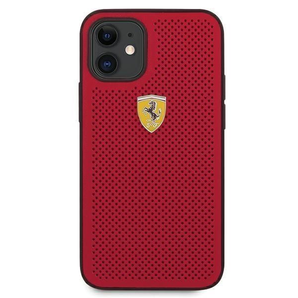 Etui Ferrari iPhone 12 Mini - Czerwony Perforowany - Kolekcja On Track