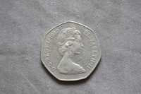 Monety angielskie 50 pence 1973 i 1980