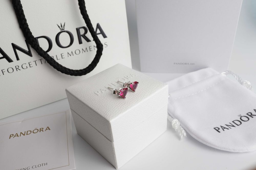 Pandora сережки пусети серце