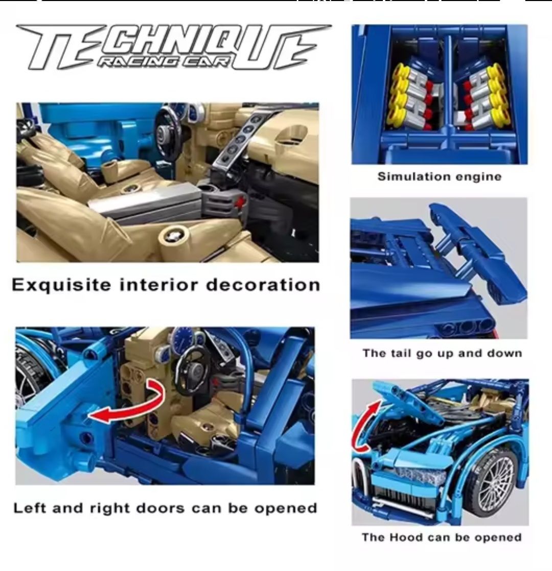 Klocki technic Bugatti Chiron, 1:14, duży, jak lego