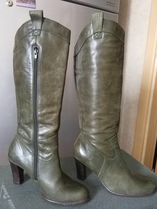 Сапоги женские , осень, весна, натуральная кожа .