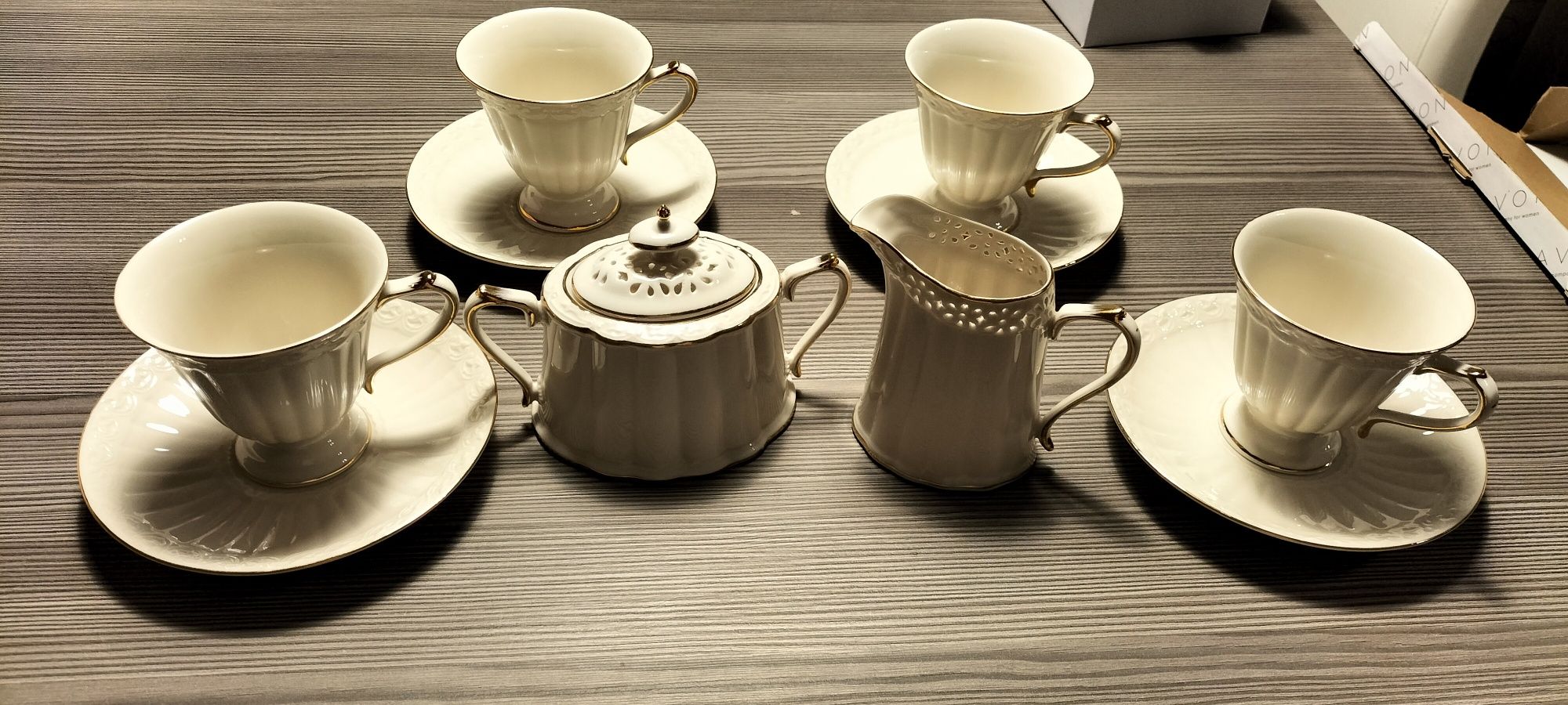 Zestaw porcelanowy dla 4 osób,Clara Gold Ivory Villa Italia