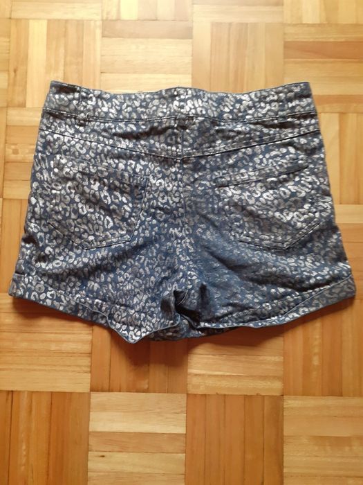 Shorts de ganga com padrão de leopardo