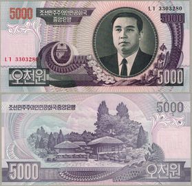 Banknot 5000 won - Korea Północna 2006 - UNC