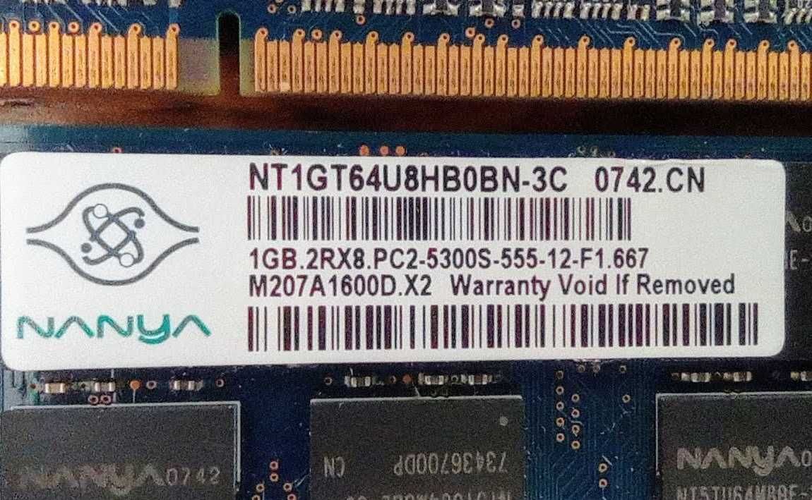 Оперативна пам'ять SODIMM Nanya DDR2 1Gb 667MHz PC2-5300S. 2шт. Б/В