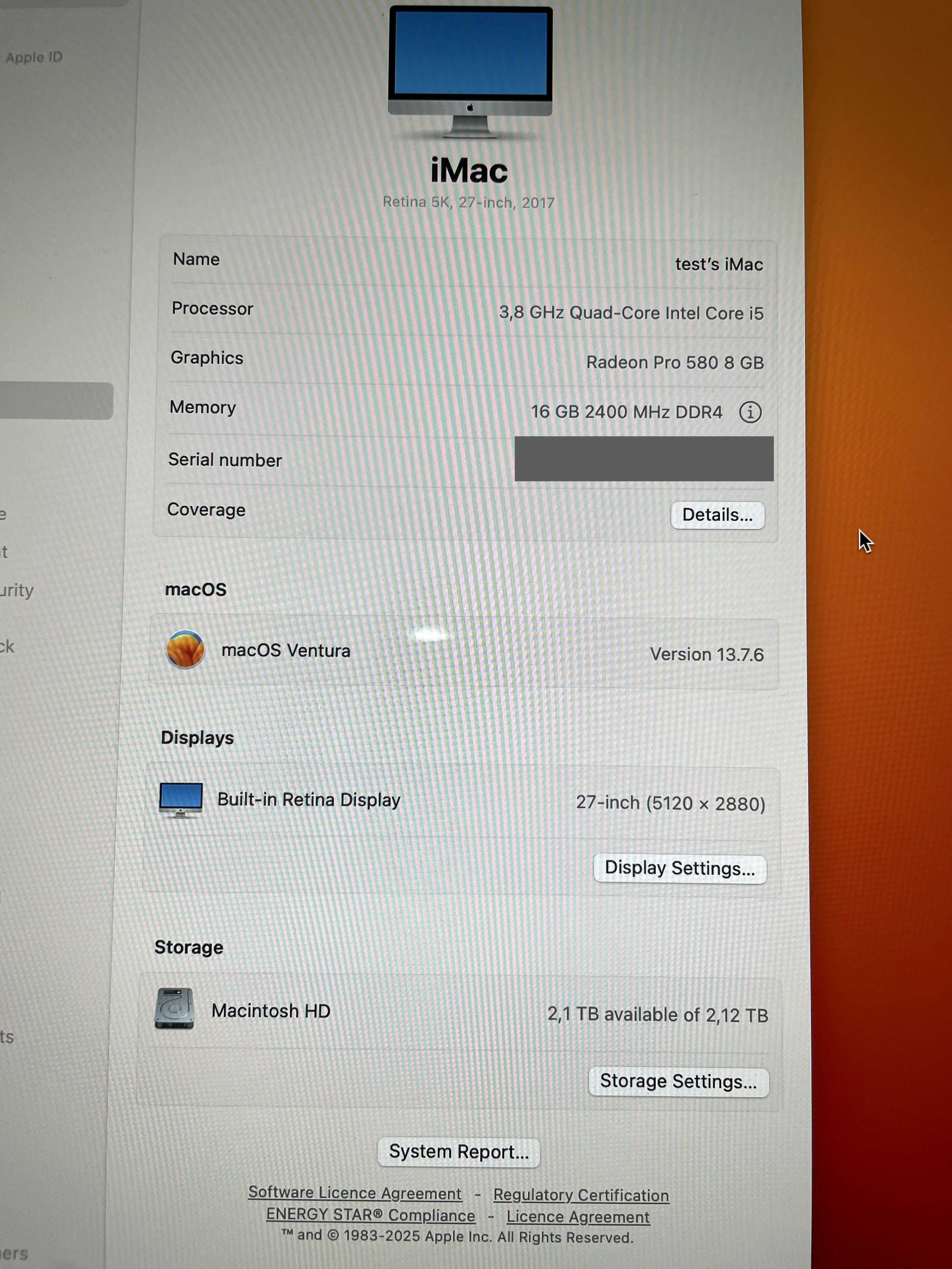 Компьютер/Моноблок Apple iMac 27 Retina 5K 2017 i5/16/2 TB/rx580 8gb