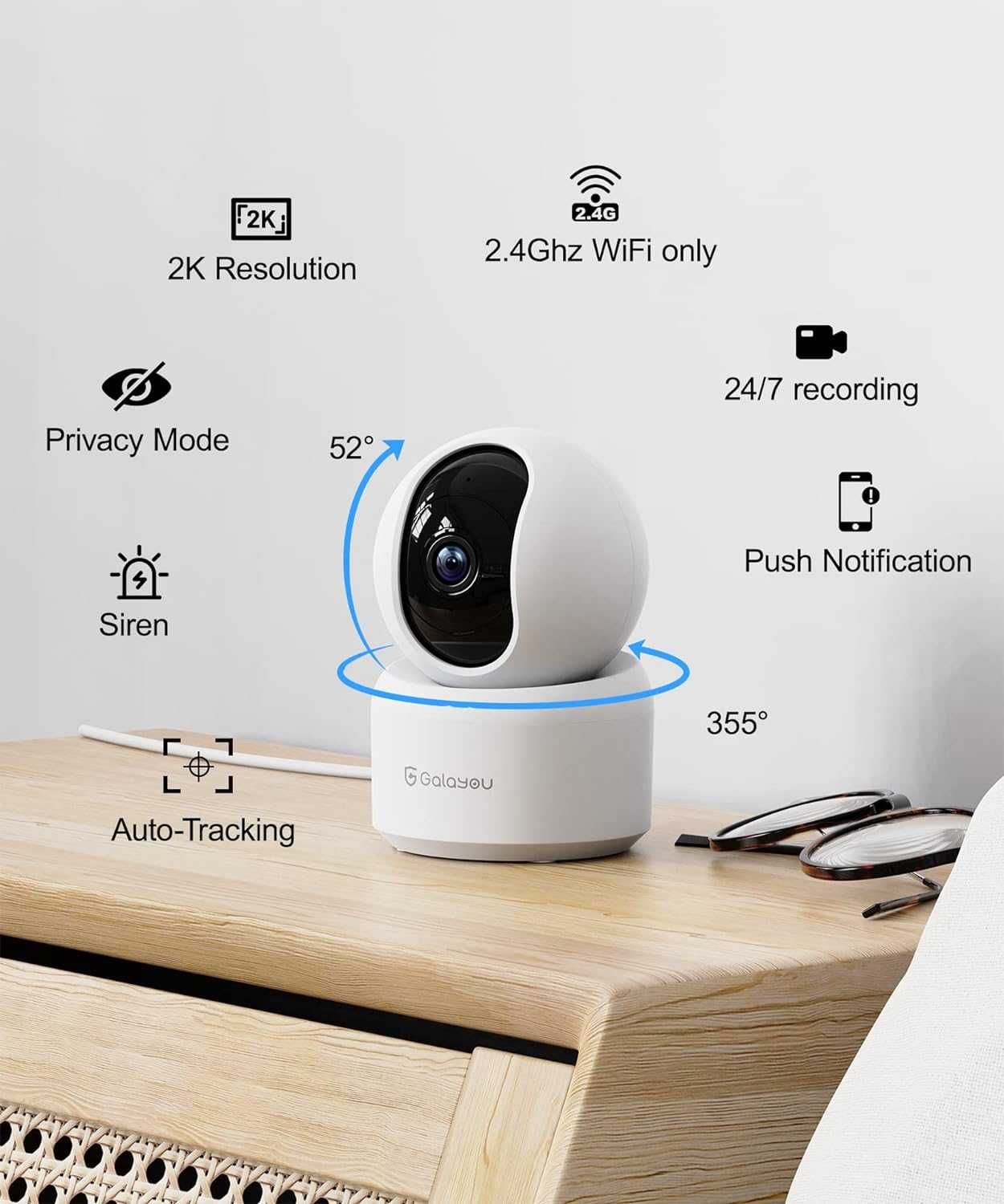 Inteligentna Kamera Wewnętrzna Ip Wifi Noktowizor zestaw 2 szt