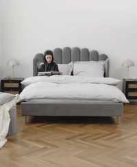 Łóżko tapicerowane aksamit Glamour 180x200 Westwing szare/róż