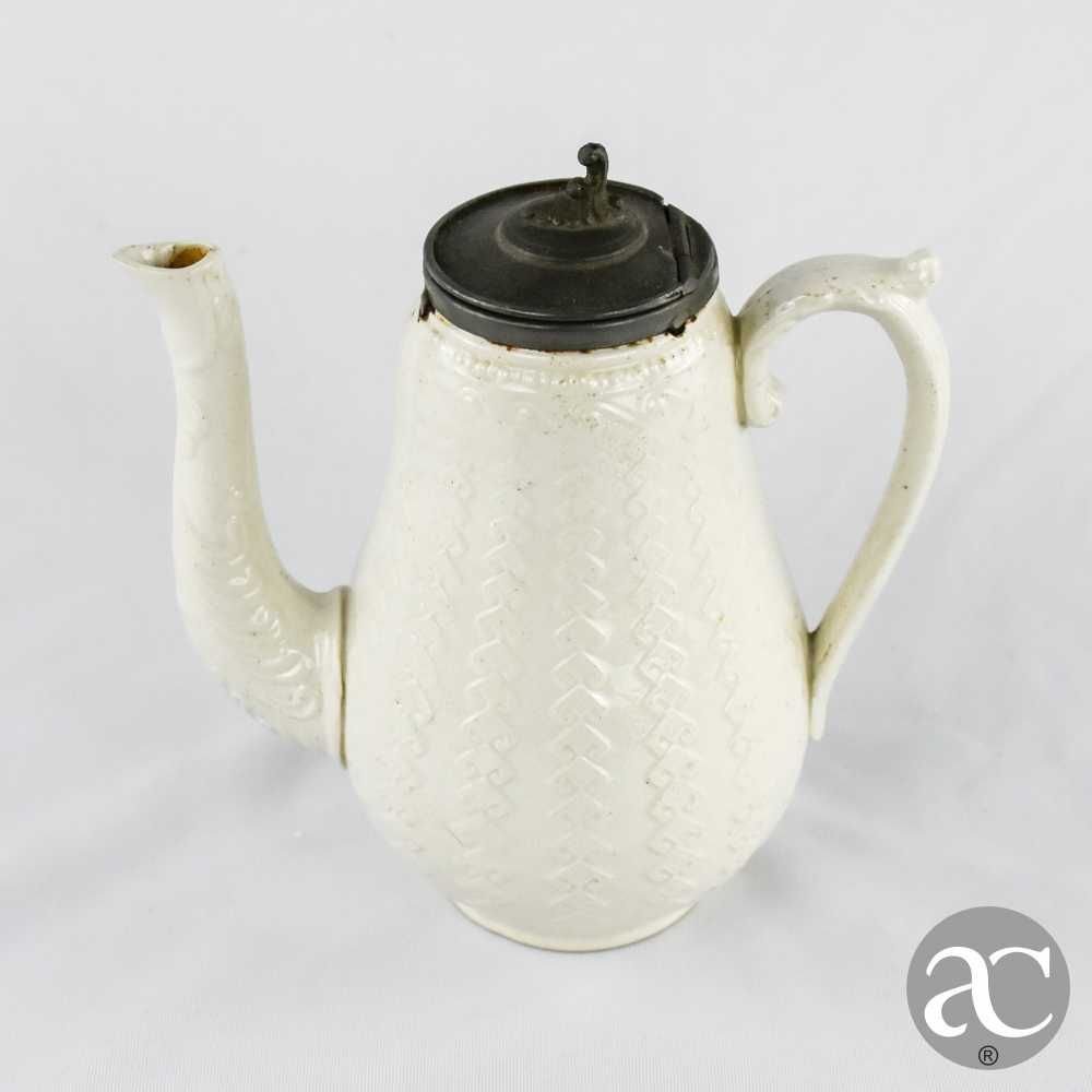 Bule / Cafeteira Inglesa em cerâmica e metal, séc. XIX