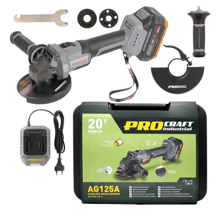 Болгарка акумуляторна Procraft Industrial AG125A (кейс) УШМ АКБ