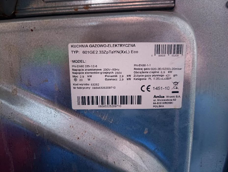 Kuchenka gazowa wolnostojaca