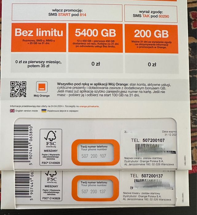 Para złoty numer 507x200x1X7