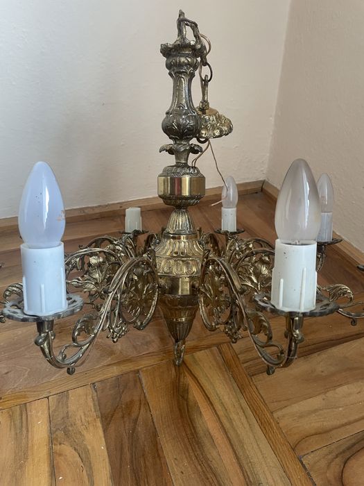 Żyrandol 6 ramion mosiądz