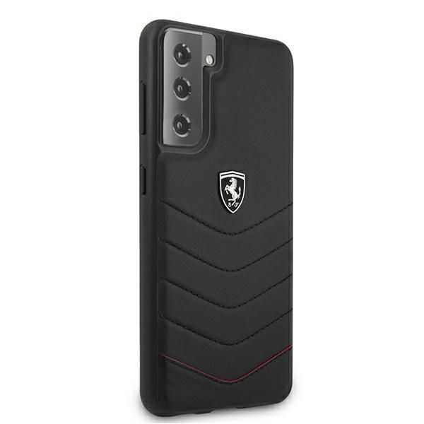 Luksusowe etui Ferrari Quilted dla Galaxy S21+ - Czarny