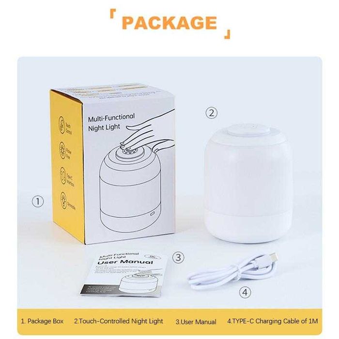 Лампа с аккумулятором 2400 mAh, настольная LED лампа, димер, ночник