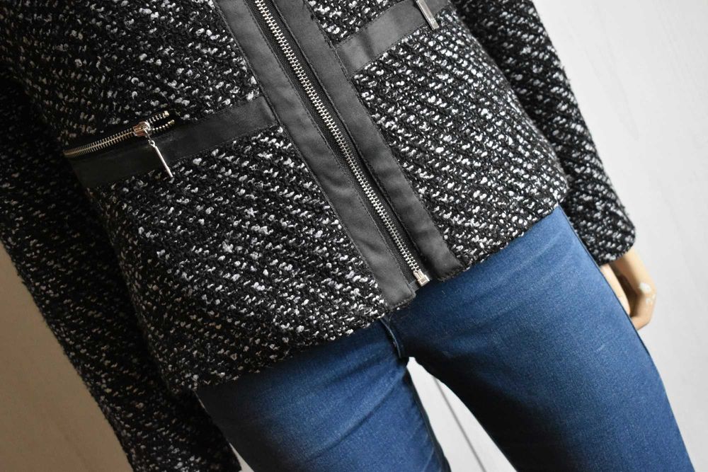 Kurtka 40 L dzianinowa ramoneska marynarka blazer żakiet elegancka