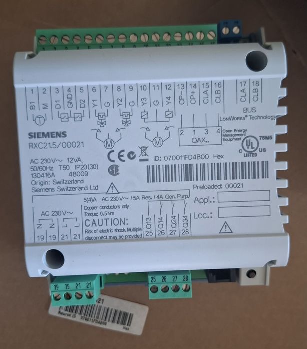 Siemens RXC21.5 regulator