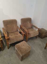 Fotel PRL fotele renowacja lisek zestaw foteli pufy pufa