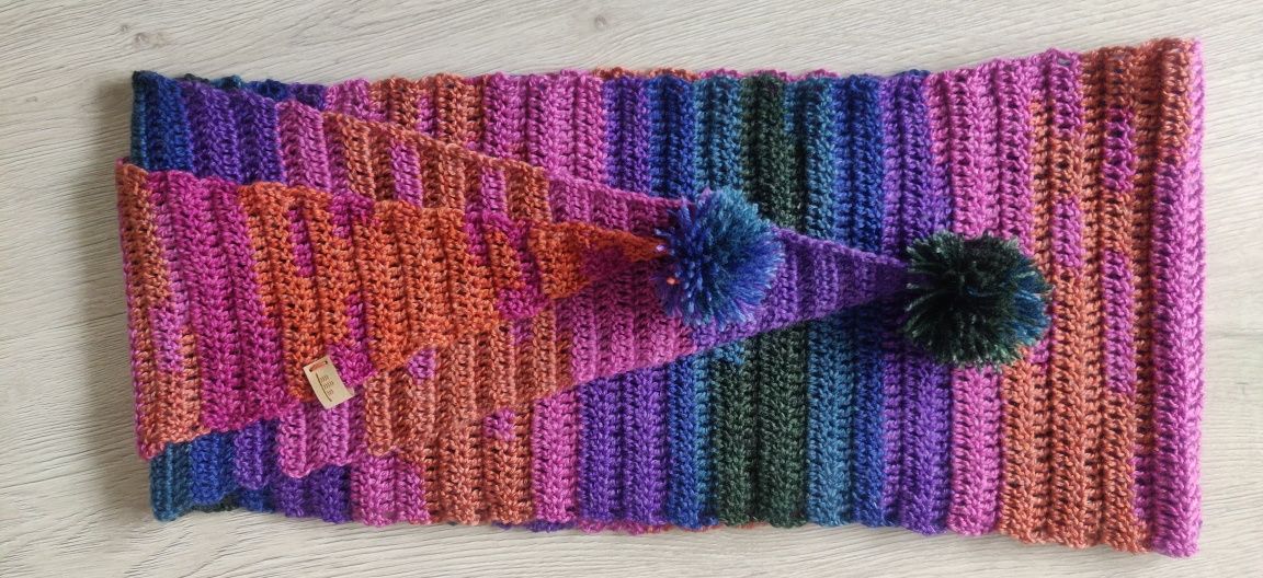Szalik, handmade, szydełko, multikolor, prezent