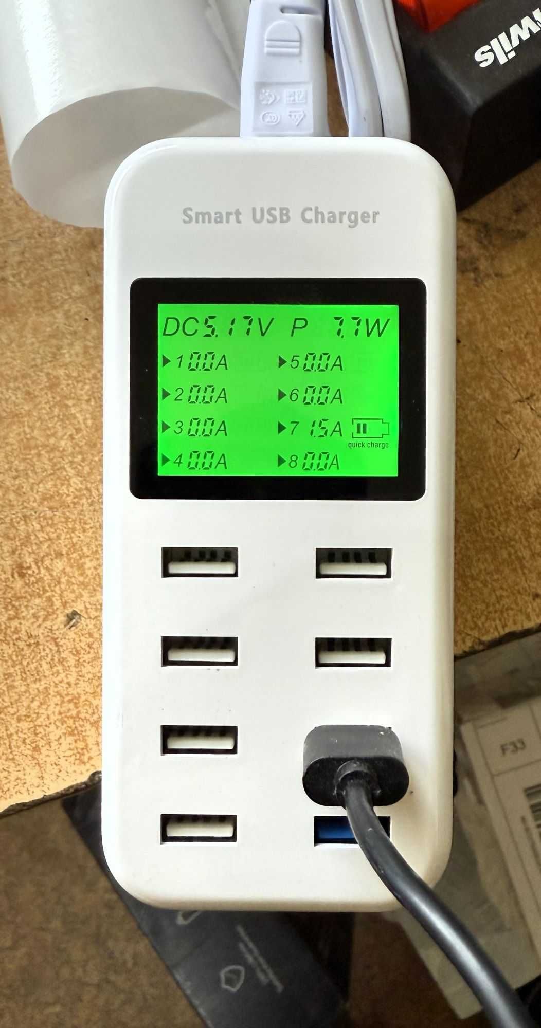 Stacja ładowania USB, 60 W, 8-portowy hub ładowania 7x USB 1x QC 3.0