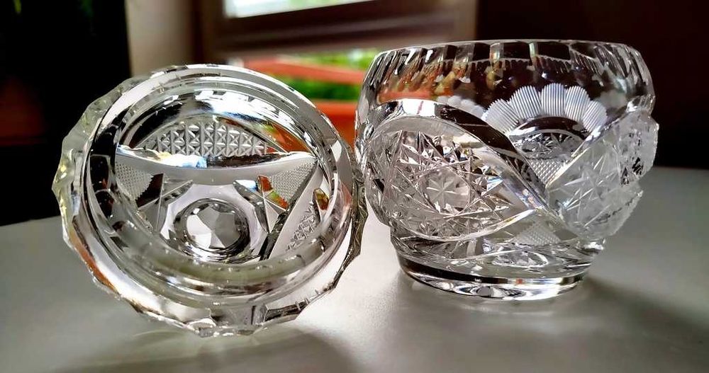 Kryształowa cukiernica z przykrywką. Lata 70. PRL Vintage