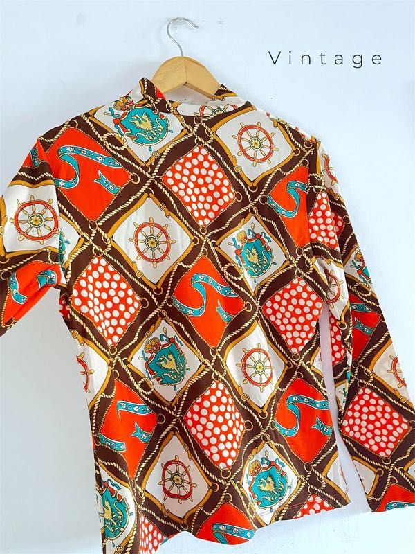 Camisola Vintage Tamanho Único Gola Tema Náutico