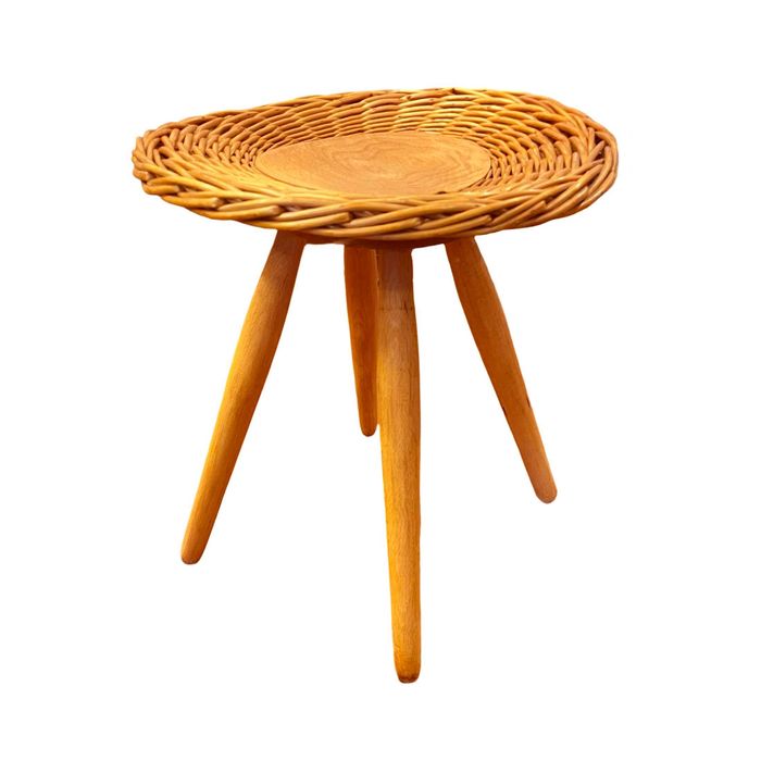 Taboret rattanowy proj. J. Kalous, Úluv, Czechosłowacja, lata 60.