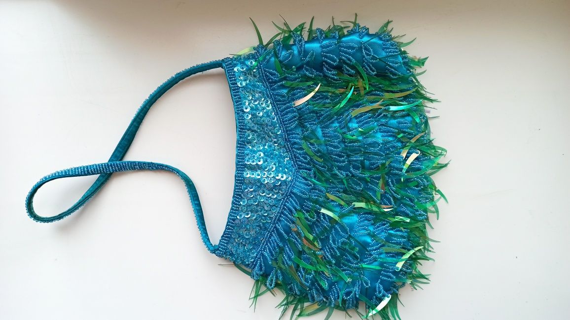 Синяя сумка для украшений косметичка бисер сумочка Милан milane